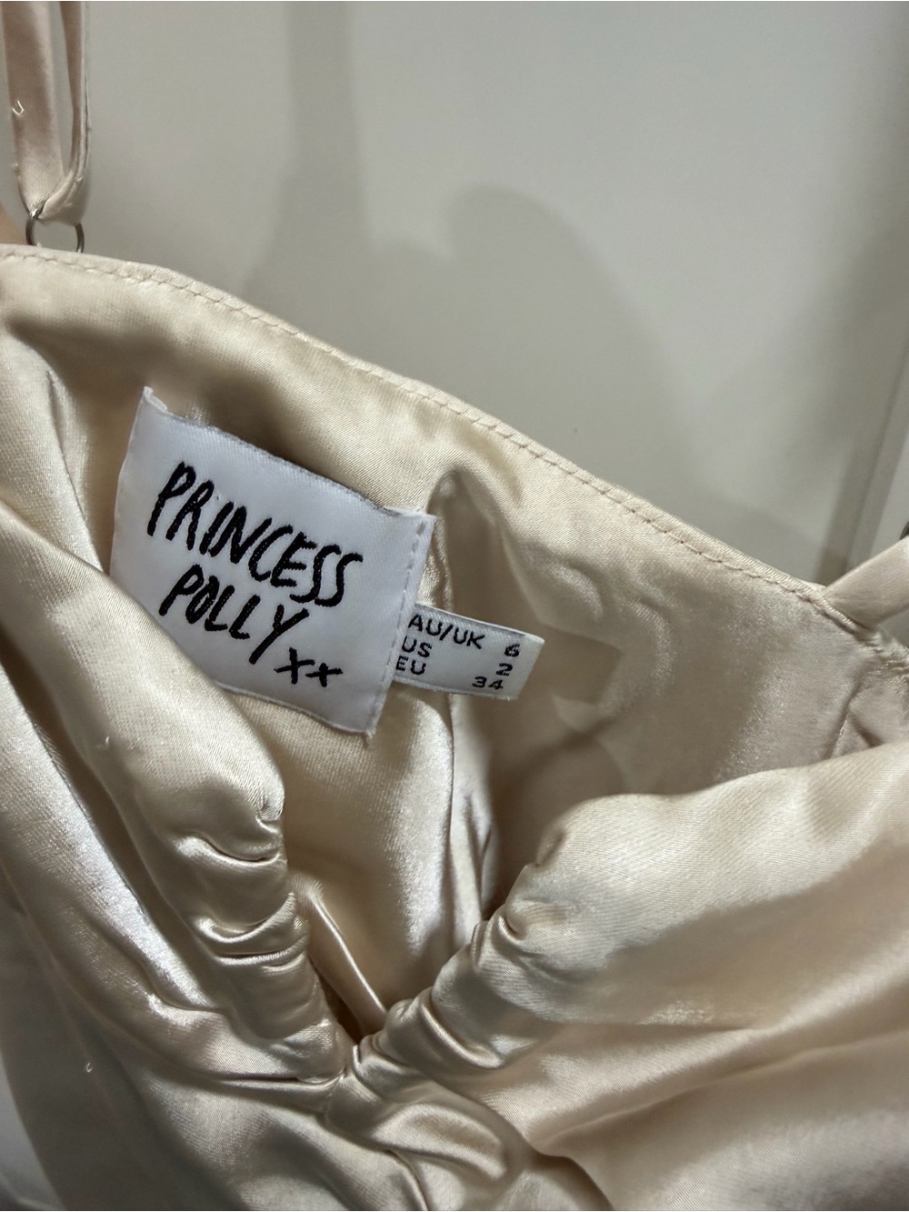 Princess Polly Cream Satin Slip Dress - Picture 2 of 3